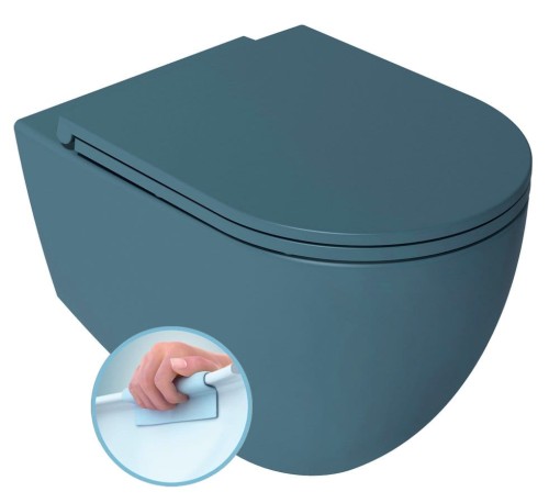 ISVEA - Miska wisząca WC INFINITY RIMLESS 36,5x53 cm bez deski kolor PETROL MAT 10NF02004-2P