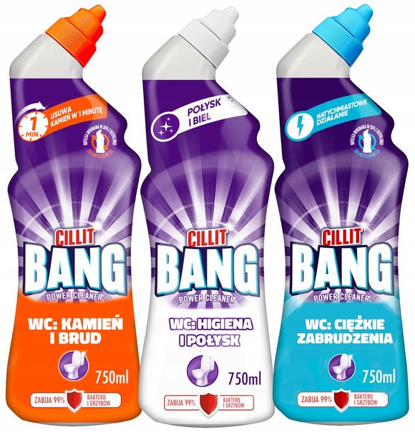 Cillit Bang Żel Do Wc Toalety Zestaw 3 X 750Ml