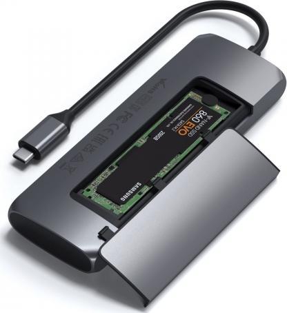 Stacja/replikator Satechi USB-C Hybrid Multiport Adapter with SSD Enclosure Space Gray MacBook M1 ST-UCHSEM