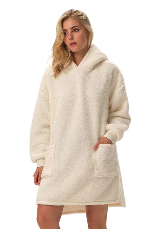Bluza z kapturem Fune kremowo-biała L/XL