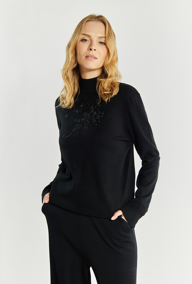 Sweter damski z haftem - Monnari