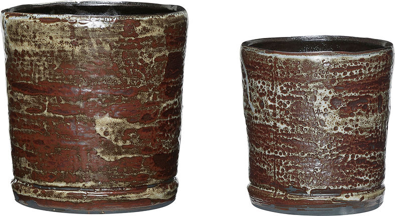 Hübsch Doniczki Fossil kasztanowe 2 szt. 671503