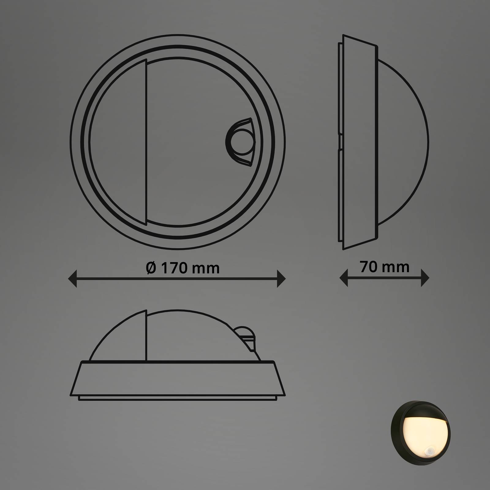 Briloner Akumulatorowy kinkiet zewnętrzny LED 3785015 czarny czujnik ruchu 17cm
