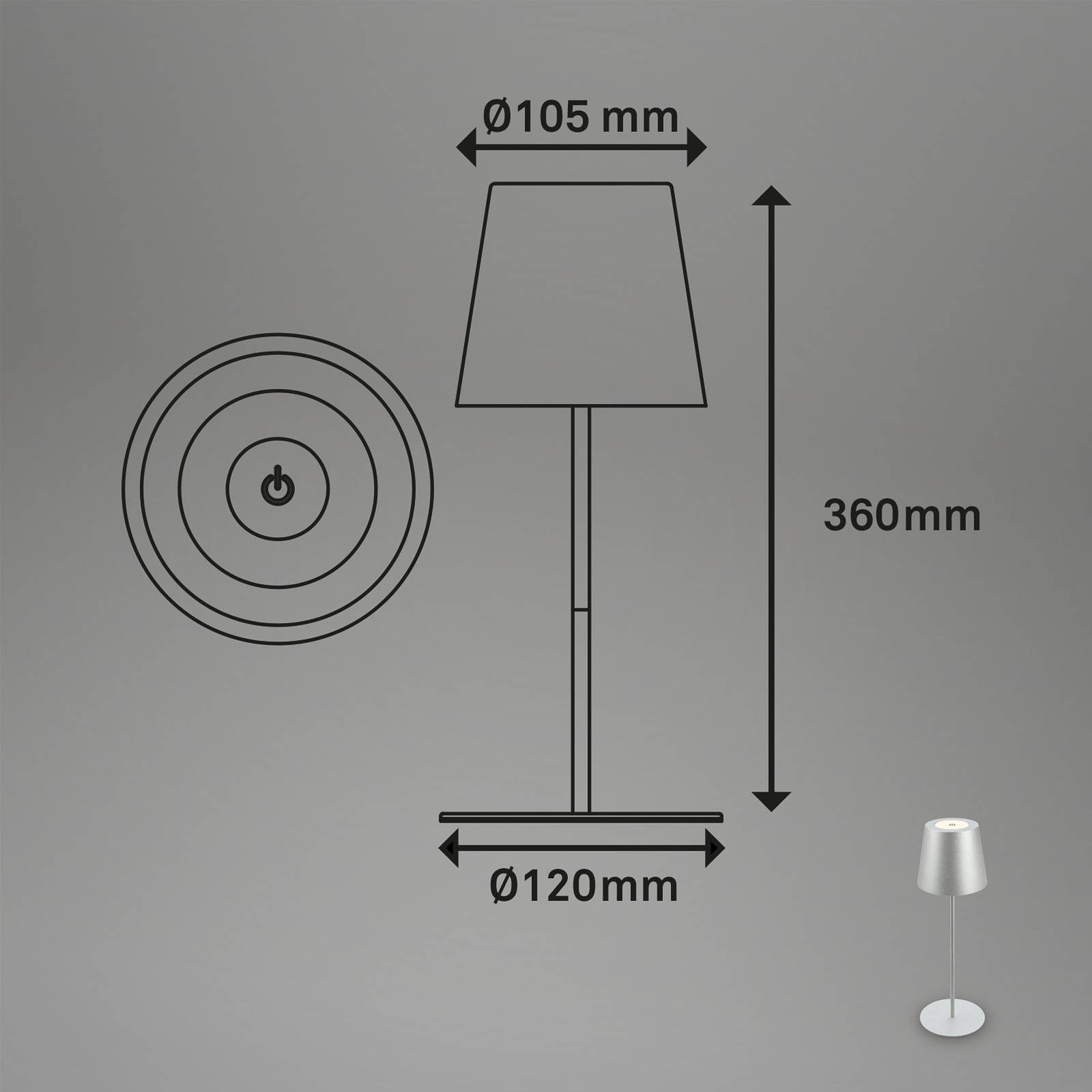 Briloner Lampa stołowa LED 7508014 matowy chrom 2 700 K IP44 Touchdim