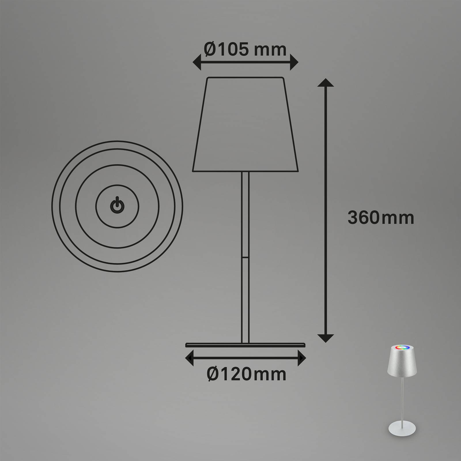 Briloner Lampa stołowa LED 7507015 chrom mat RGBW IP44 ściemniacz dotykowy