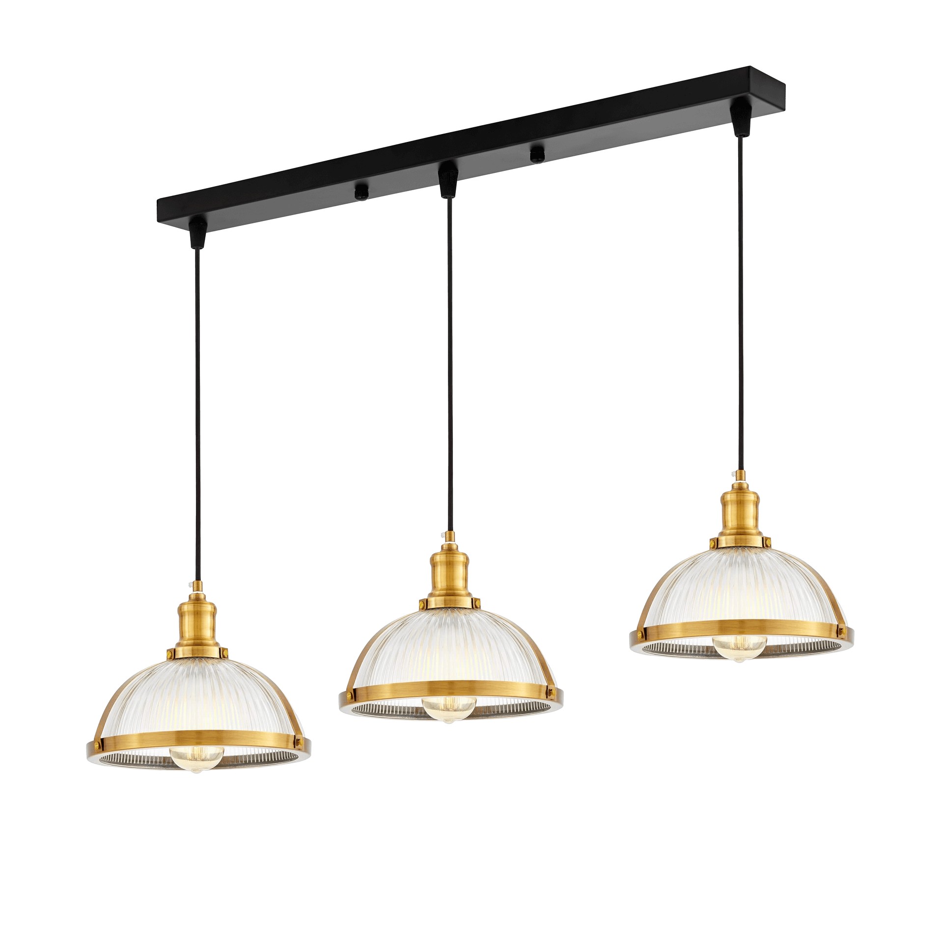 POTRÓJNA LAMPA WISZĄCA LOFT MOSIĘŻNA BRICO W3 PRO