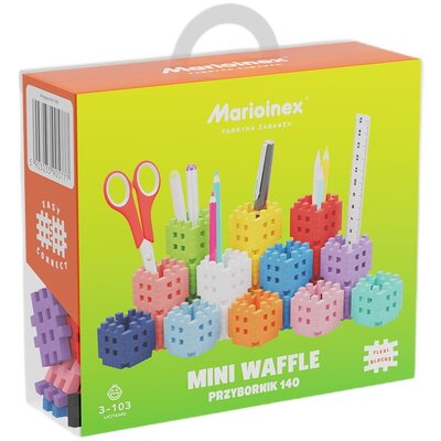 Marioinex, Klocki konstrukcyjne Mini Waffle - przybornik, 140 elementów