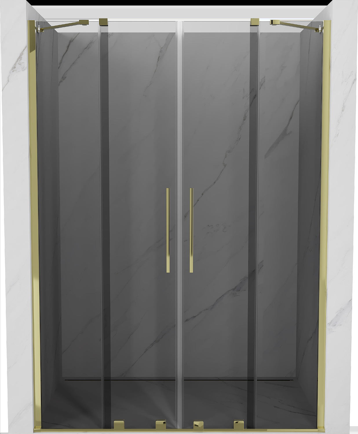 Mexen Velar Duo drzwi prysznicowe rozsuwane 140 cm, grafit, złote - 871-140-000-42-50