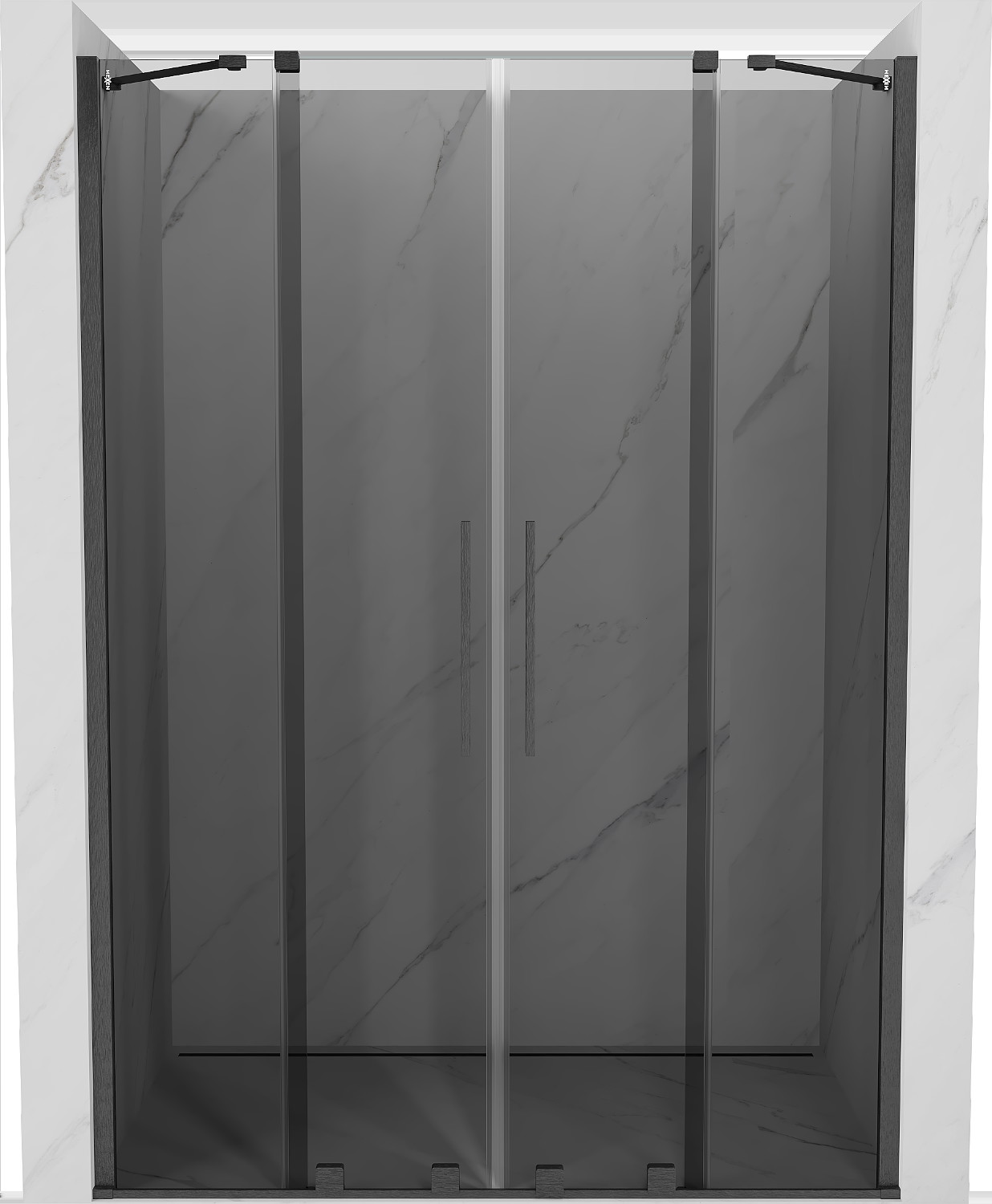 Mexen Velar Duo drzwi prysznicowe rozsuwane 140 cm, grafit, gun gray szczotkowany - 871-140-000-42-66