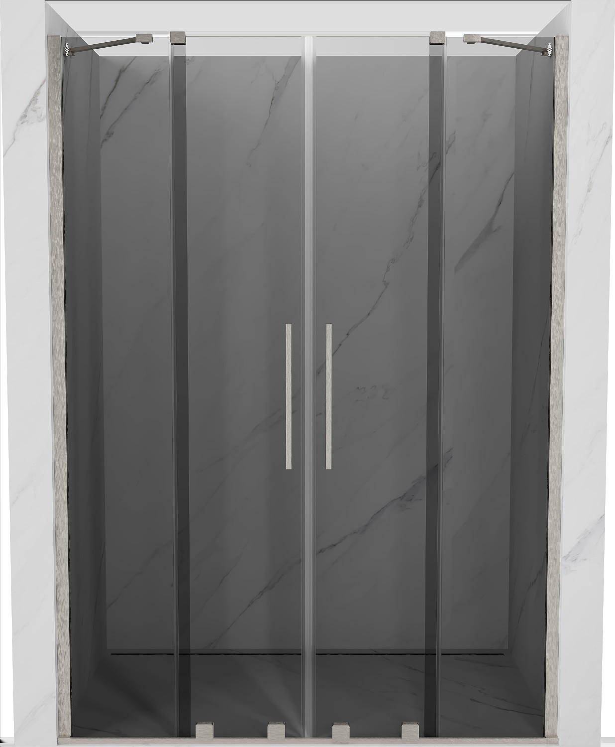 Mexen Velar Duo drzwi prysznicowe rozsuwane 140 cm, grafit, nikiel szczotkowany - 871-140-000-42-97