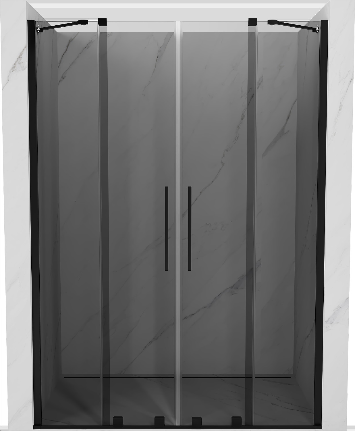 Mexen Velar Duo drzwi prysznicowe rozsuwane 150 cm, grafit, czarne - 871-150-000-42-70