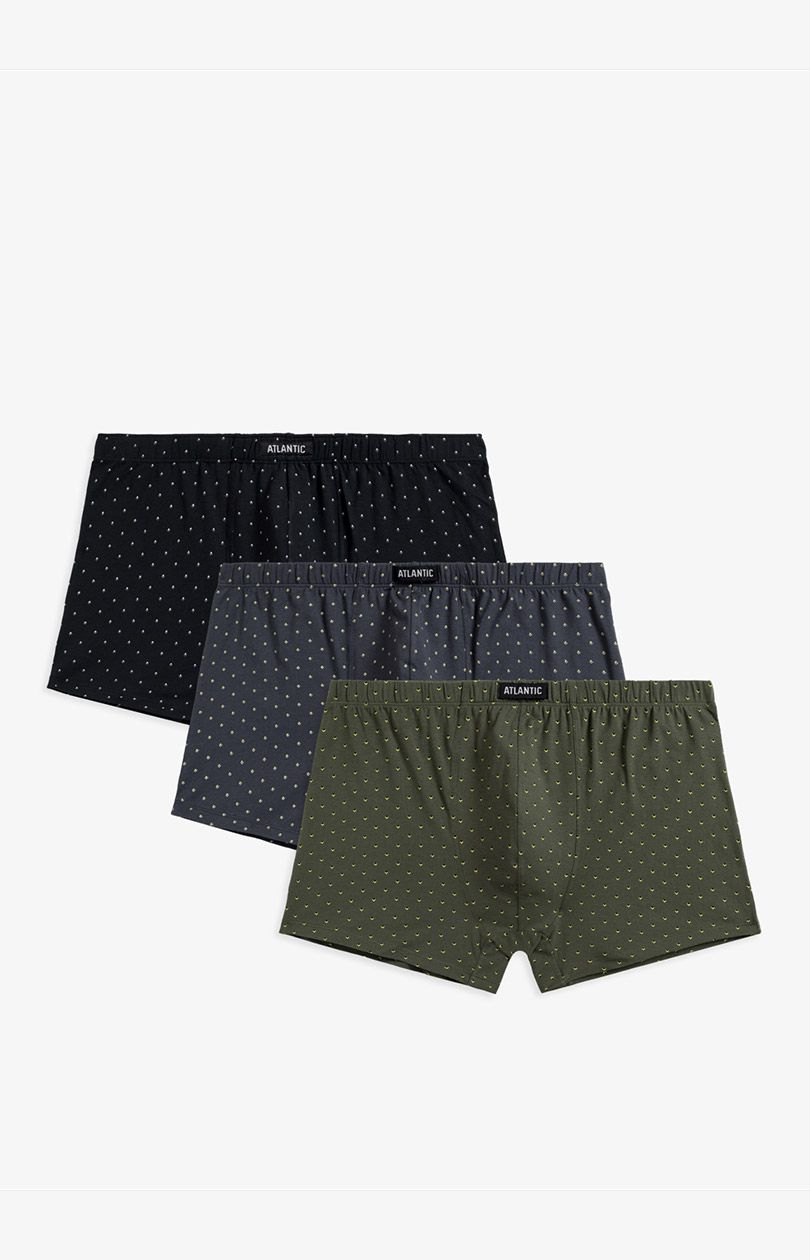 3-PACK Szorty męskie 3MH-192-GRF/CZA/SZA, Kolor multicolour, Rozmiar L, ATLANTIC - Intymna