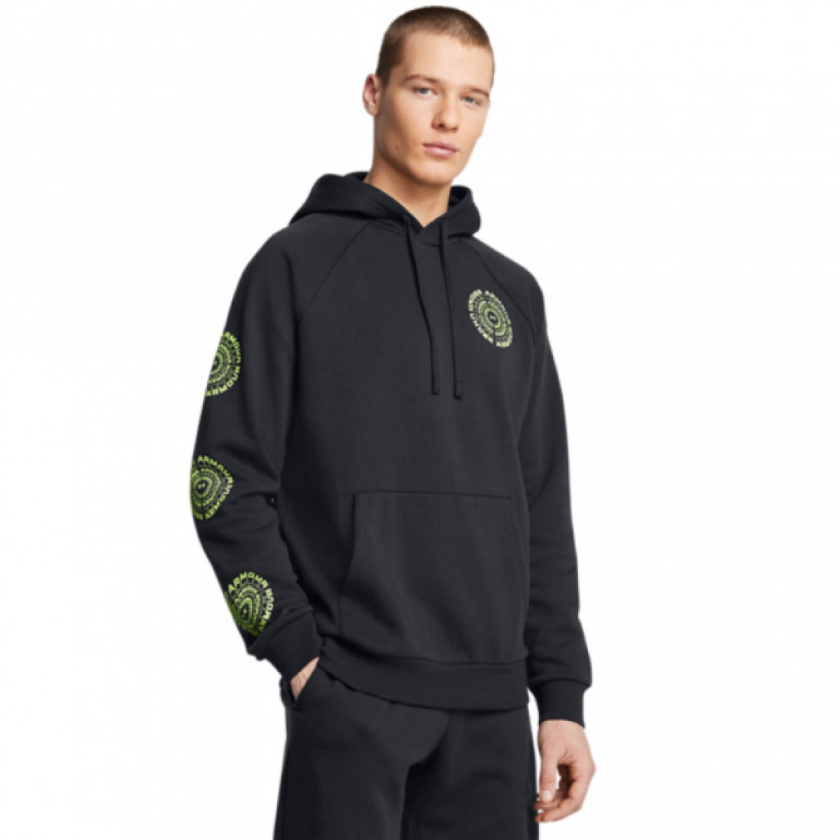 Męska bluza dresowa z kapturem Under Armour UA Rival Fleece Hbr Logo Hd - czarna - UNDER ARMOUR