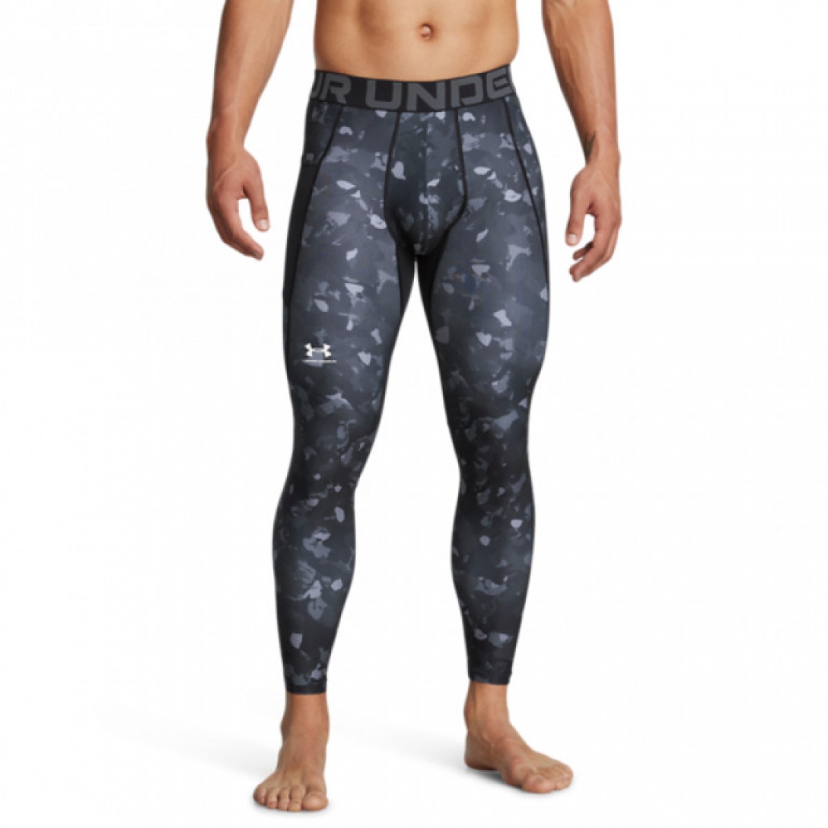 Męskie legginsy treningowe Under Armour UA Hg Armour Prtd Lgs - szare - UNDER ARMOUR