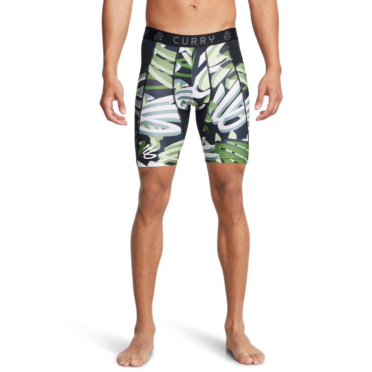 Męskie legginsy krótkie treningowe Under Armour UA Curry HG Prtd Shorts - zielone - UNDER ARMOUR