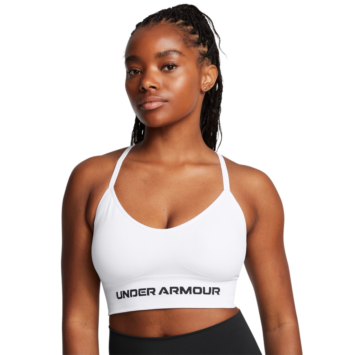 Damski biustonosz treningowy Under Armour Vanish Seamless Low Bra - biały - UNDER ARMOUR