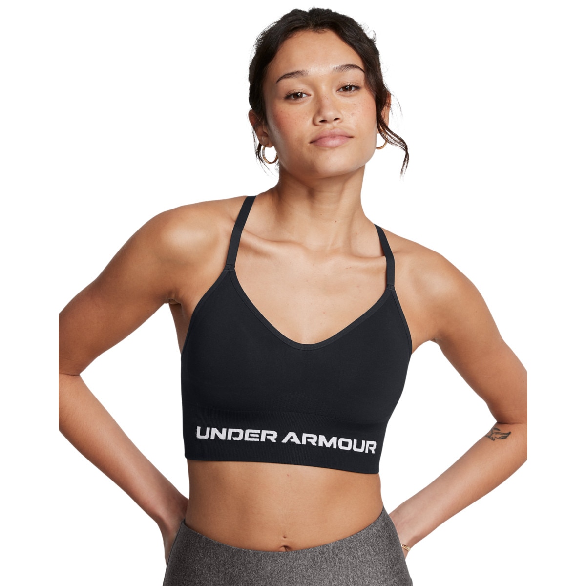 Damski biustonosz treningowy Under Armour Vanish Seamless Low Bra - czarny - UNDER ARMOUR