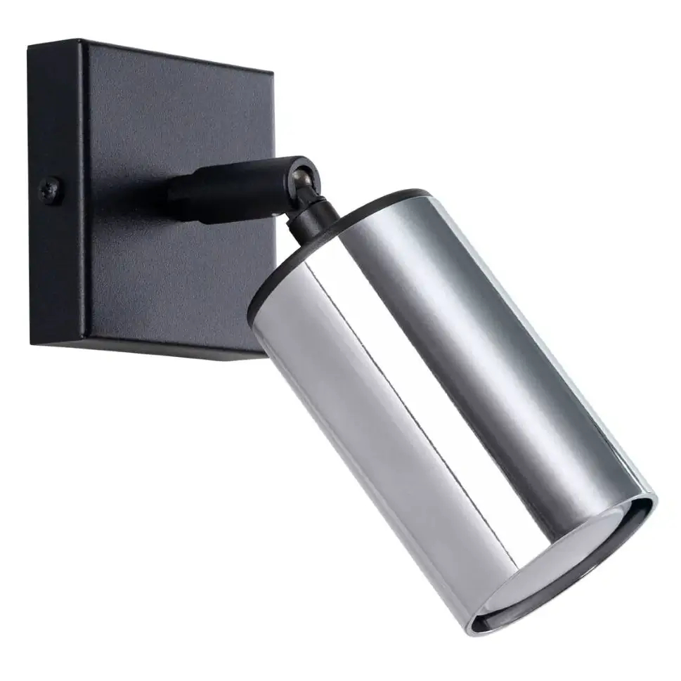 Obrotowy kinkiet ścienny Winx SL.1366 Sollux tubka czarny chrom