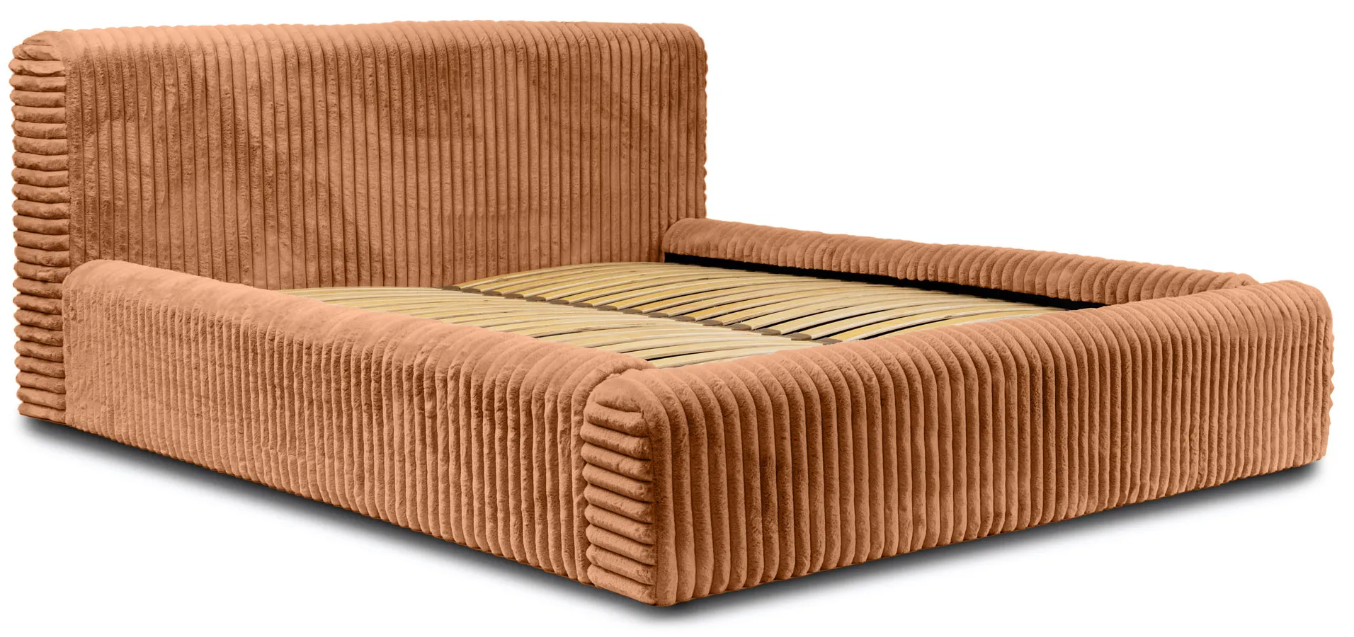 Rudobrązowe łóżko tapicerowane z zagłówkiem A1-K39