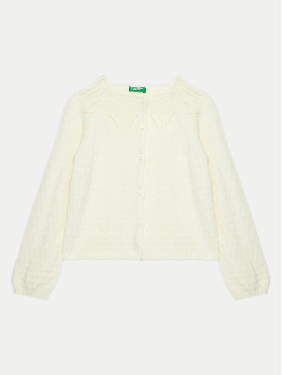 United Colors Of Benetton Kardigan 1076G500J Biały Regular Fit