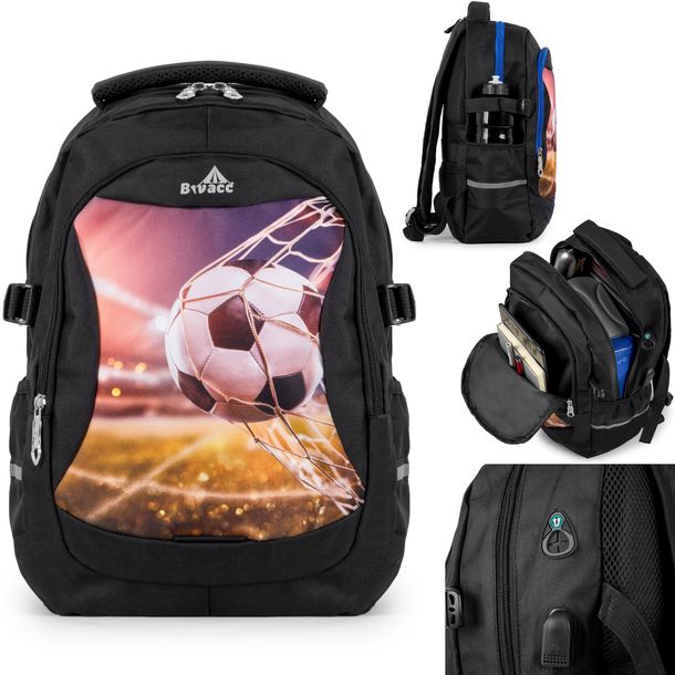 Plecak do szkoły na trening dla chłopca Sport Football pojemny z USB Jack