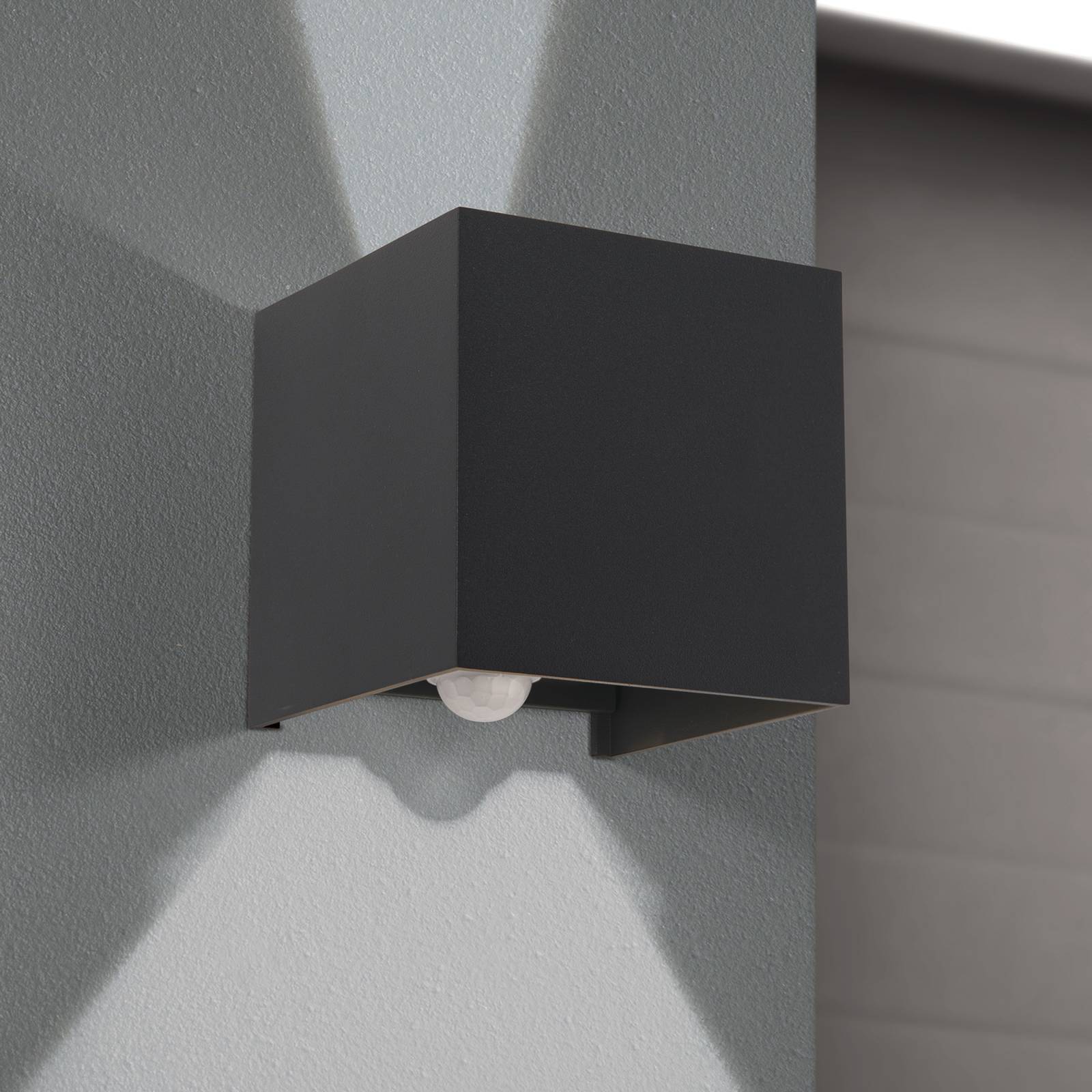 ORION Kinkiet zewnętrzny LED Cube-S, antracyt, metal, czujnik