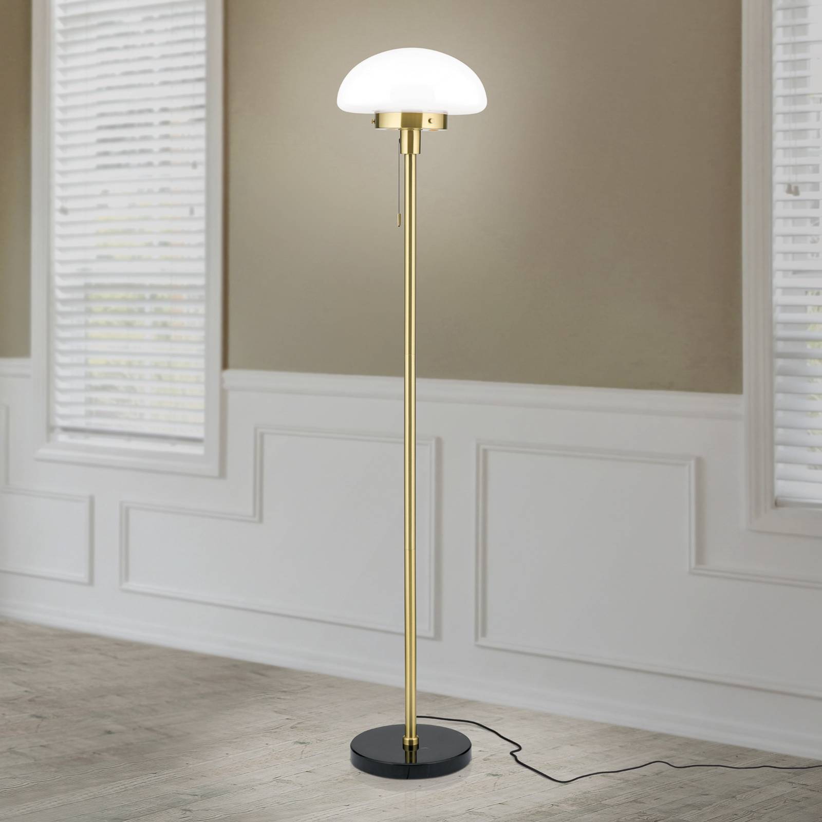 ORION Lampa stojąca Sparta, czarny/mosiądz, szkło, marmur, 148 cm