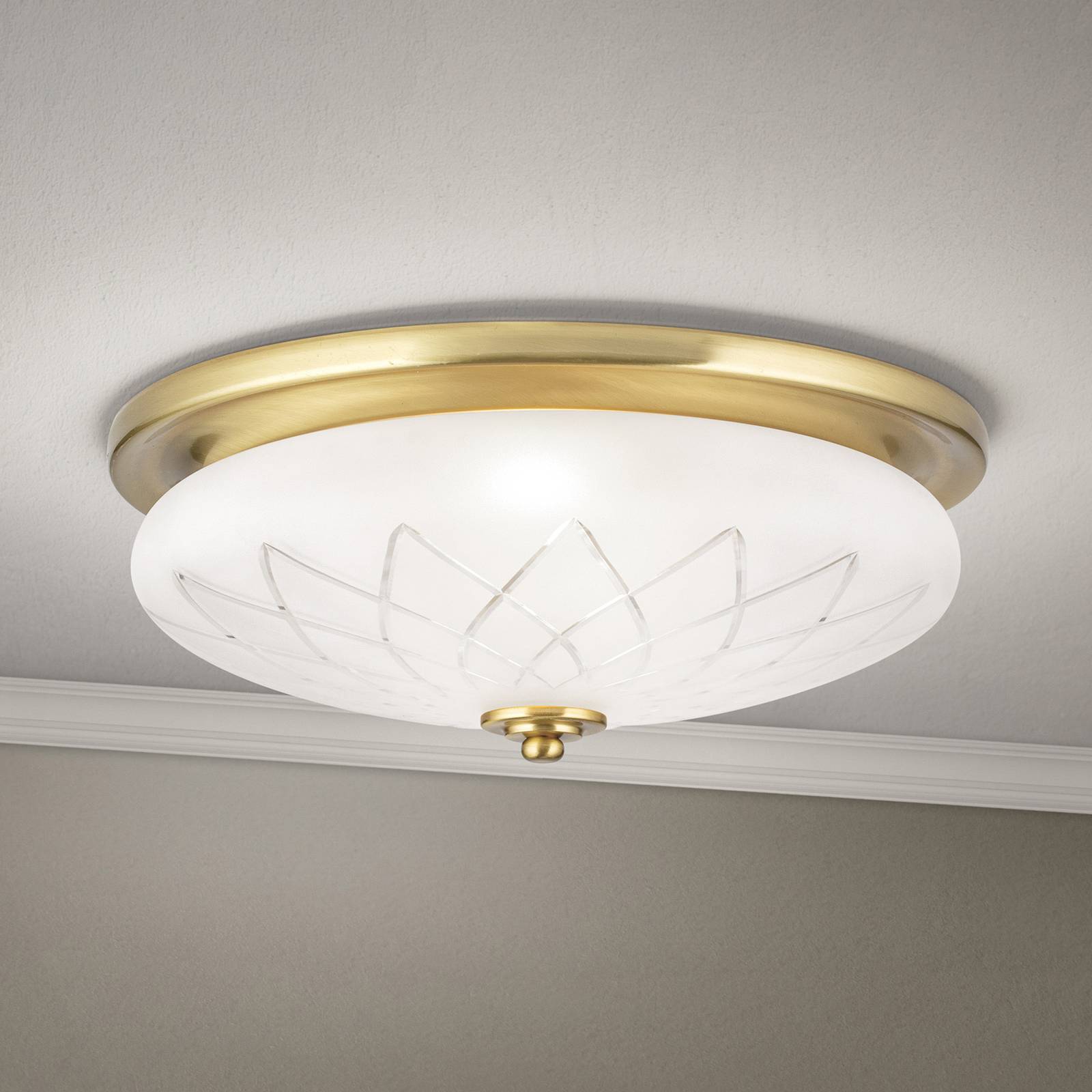 ORION Lampa sufitowa Porto, Ø 37 cm, kolor brązowy, szkło, E27