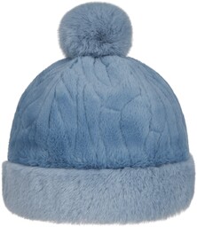 Czapka z Pomponem Fake Fur by Seeberger, niebieski, S (54-55 cm)
