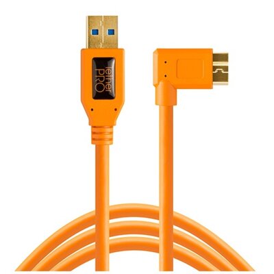 Tether Tools Tether Tools TPRO USB 3.0 Micro-B, Right Angle 4.6 m/15 'cu61rt15-ORG (Micro-B Right Angle 4.6 m/15') CU61RT15-ORG