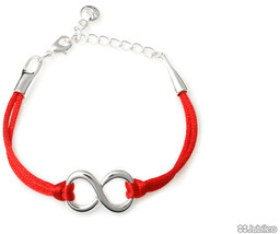 BRANSOLETKA INFINITY CZERWONA kolor czerwony romantyczne symbole chrześcijańskie sznurek modern walentynki (rr802)