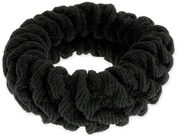CZARNA GRUBA GUMKA MARSZCZONA kolor czarny bawełna koło do włosów klasyczne hair cuff (cj2596)