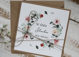 Kartka ślubna ręcznie robiona z życzeniai