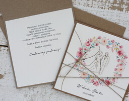 Wyjątkowa kartka ślubna ręcznie robiona z gotowymi życzeniami