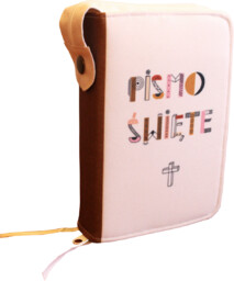 Okładka, ETUI na Biblię, Pismo Święte, z ulubionym CYTATEM, DEDYKACJĄ, wzór KRZYŻ, zamykana na zamek