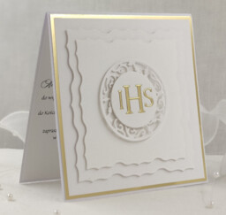 Zaproszenia na Pierwszą Komunię Swiętą, Linia Gold, wzór 17B