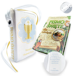 ZESTAW Biblia prezent na Komunię, Pismo Święte dla młodych, okładka, dedykacja paginacja