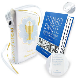 ZESTAW Biblia prezent na Komunię, Pismo Święte, okładka, dedykacja, Pallottinum 22x16 paginacja