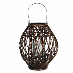 Clayre & Eef Drewniany Lampion Okrągły Brązowy F 6RO0490