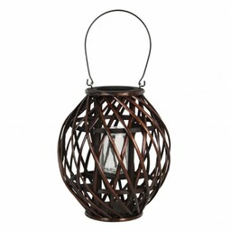Clayre & Eef Drewniany Lampion Okrągły Brązowy G 6RO0491