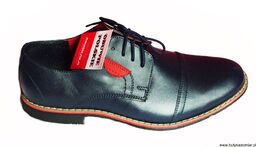 Skórzane BUTY męskie GRANAT rozmiar 43