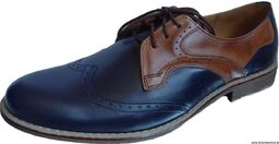 skórzane BUTY męskie granat brąz 39