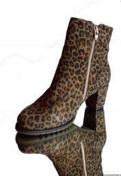 BOTKI skóra szerokie pantera obcas 6 CM 42
