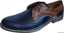 skórzane BUTY męskie granat brąz 39