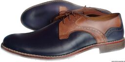 skórzane BUTY męskie granat brąz 39