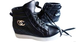 sneakers botki CZARNE koturn sznurowka 40