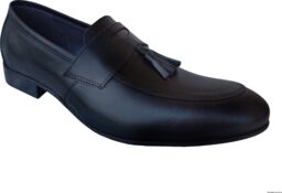 Skórzane mokasyny czarne obcas 2 cm nr 42