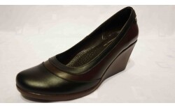 SKÓRZANE czółenko koturn 8 cm szersze 41