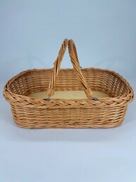 Tacka z wikliny z ruchomymi rączkami szary spód 56x43x14 cm