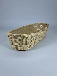 Doniczka ogrodowa z wikliny rynienka biała na kwiaty lub zioła - duża 53x27x14 cm